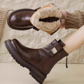 Autumn Winter New Women's Ankle Boots High Quality Wool Warm Platform Leather Boots British Chelsea High Heels Ladies Snow Boot