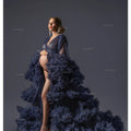 Maternity Dresses for Photoshoot Puffy Tulle Women Robe Long Sleeve Maxi Gown Wedding Anniversary Pregnancy Sleepwear Nightwear