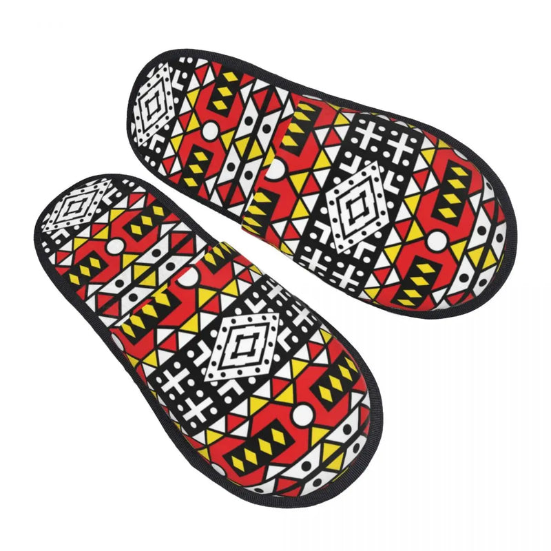 Custom Kizomba Samakaka Ankara Print Soft Memory Foam House Slippers Women African Wax Design Comfy Warm Anti-skid Sole Slipper