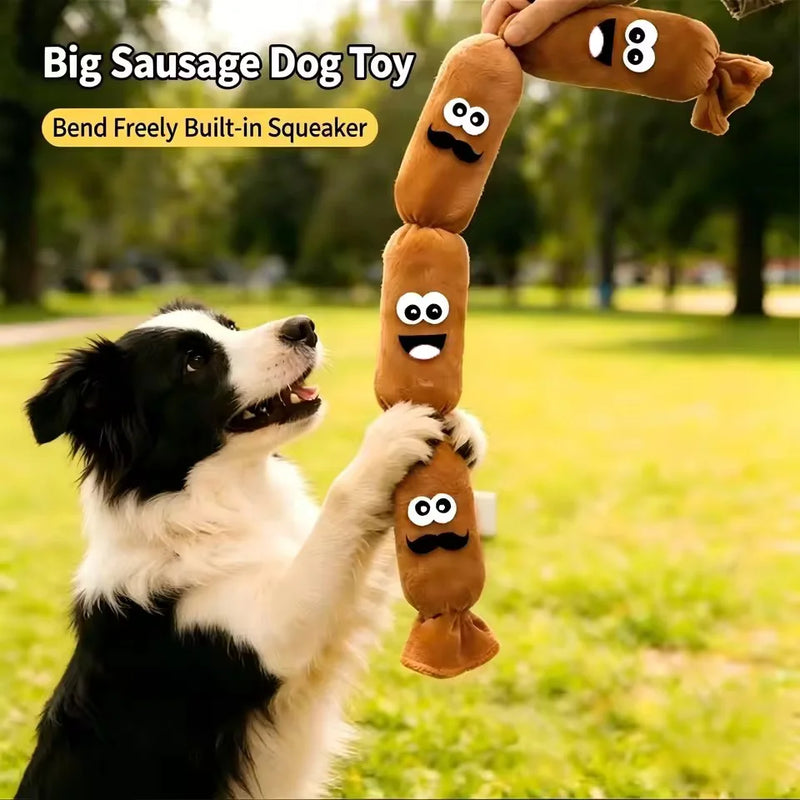 Sausage Shaped Plush Squeaky Dog Toy Bite Resistant Molar Toy Interactive Play For Small Medium Dogs Boredom Relief Pet Toys