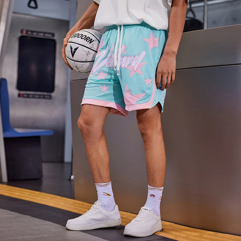 Street Style Basketball Shorts with Side slits Polyester Spandex Quick Dry Summer Men's Mesh Gym Shorts