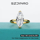 Marquise Cut Moissanite Rings 100% 14K Gold Diamond Ring  D Color VVS1 for Women Gift Anniversary Wedding Fine Jewelry