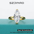 Marquise Cut Moissanite Rings 100% 14K Gold Diamond Ring  D Color VVS1 for Women Gift Anniversary Wedding Fine Jewelry