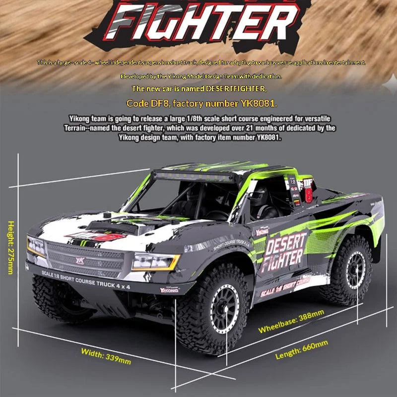 【In Stock】Yikong 1/8 Yk8081 Df8 Remote Control Electric 4wd Brushless Independent Suspension Short Truck Off Road Desert Truck