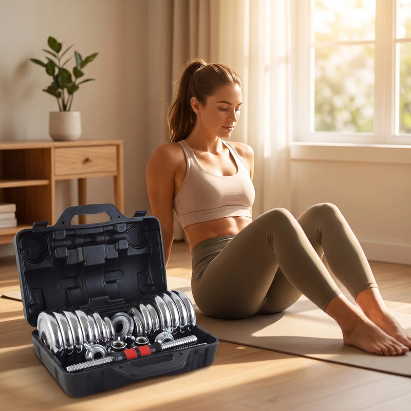 Dumbbell Set with Storage Case Chrome-Plated with Weights | SAMAG