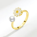 VENTFILLE 925 Sterling Silver Sunflower Diamond Zircon Rotatable Ring For Women Gift Relieve Stress Ring Jewelry Wholesale