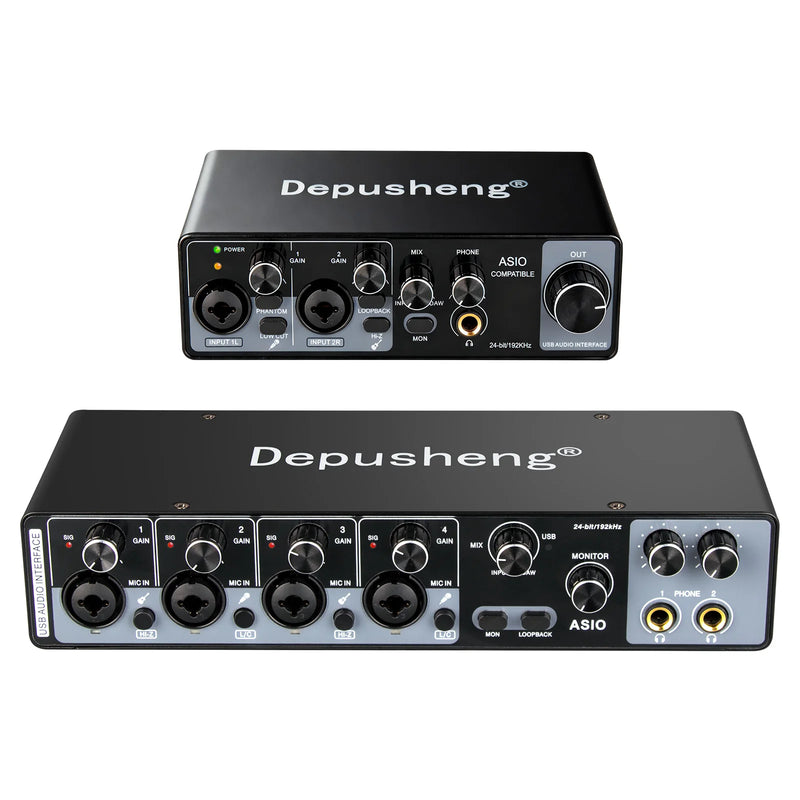 MQ22/44 ASIO Audio Professional Sound Card 2/4 Channel USB Audio Interface for Live Recording