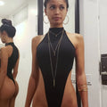 Solid Color Bodysuit Neck-mounted Lingerie Sexy Tops For Women Streetwear Sleeveless Body Feminino Slim Fit One-pieces Bustier