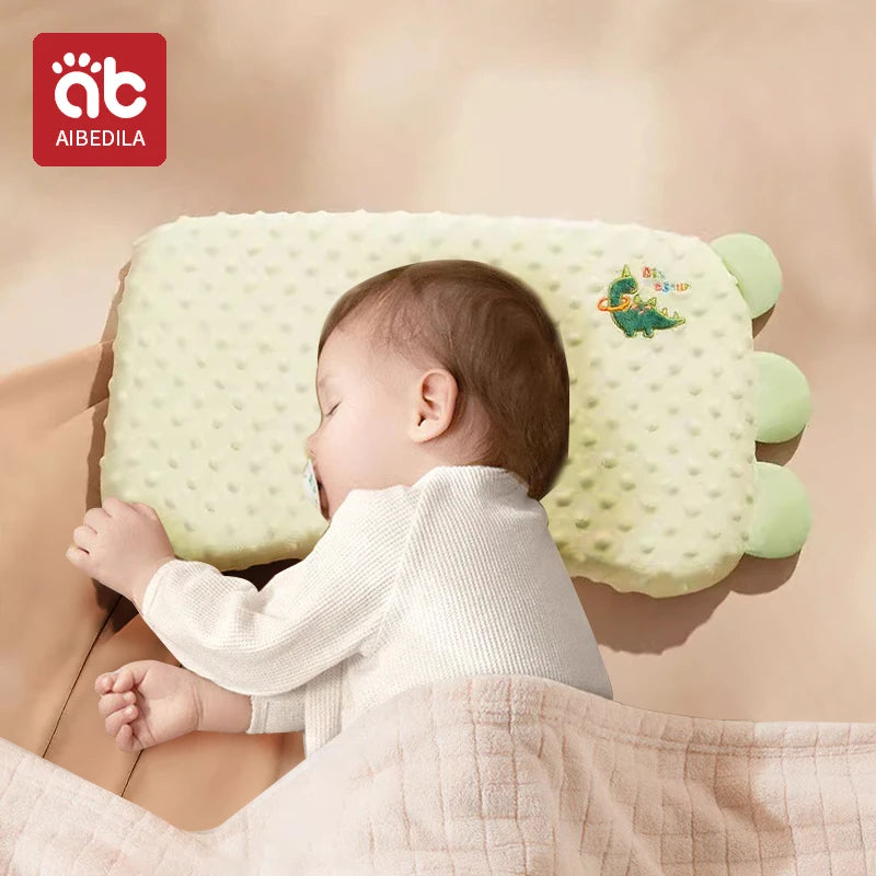 AIBEDILA Infants Washable Pillow Toddlers Soothing Bean Sleeping Pillows 0-6Y Kindergarten Cartoon Memory Silicone Cotton Pillow