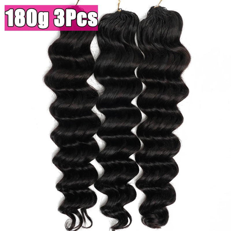Ocean Wave Crochet Braids Miracle Knots Crochet Human Hair Pre-Separated Invisible Knotless Loose Deep Wave Feather Crochet Human Hair Bundles For Black Women Ocean Wave Humain Crochet Hair 16 To 26 Inch 60g/pcs 240g For A He