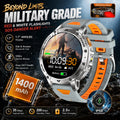 2026 New Military TANK 1400mAh Battery Smart Watch IP68 Waterproof LED Flashlight Heart Rate Sports tracker SOS Smart Watch Men