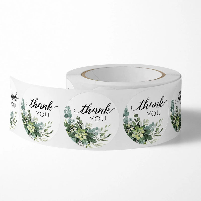 /roll 1 inch Green Floral Thank You Stickers for Gift - View 2 | SAMAG