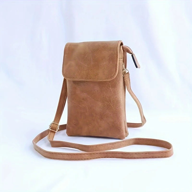 Simple Women's Shoulder Bag With 3-Layer Zipper Soft Leather Crossbody bag Mini Small Bag Wallet With Multiple Compartments Larg