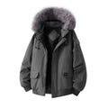 Winter Fur Hooded Parkas Men Down Snow Jacket Windproof Coats Men's Thickened Warm Padded Parka Windbreaker Outdoor Outerwear
