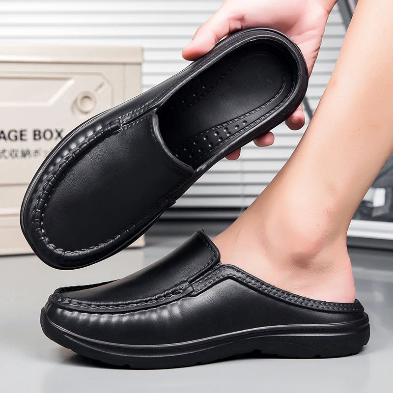Chef shoes summer new plus size baotou half slippers non slip oil resistant business casual men's chef shoes breathable EVA shoe