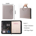 A4 Portable File Folder with Calculator Binder Organizer Manager Office Document Pad Briefcase PU Leather Padfolio Bag Customize
