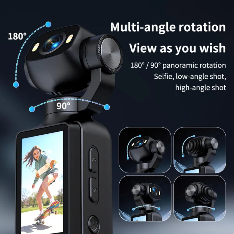 HD Action Camera With External Battery 90° Flip Screen WIFI For Vlog YouTube Girls Entry Video Recording Record Life Action Cam
