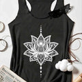 Women's sleeveless shirt, featuring a lotus pattern design and diagonal stripes on the back, is a casual style for summer