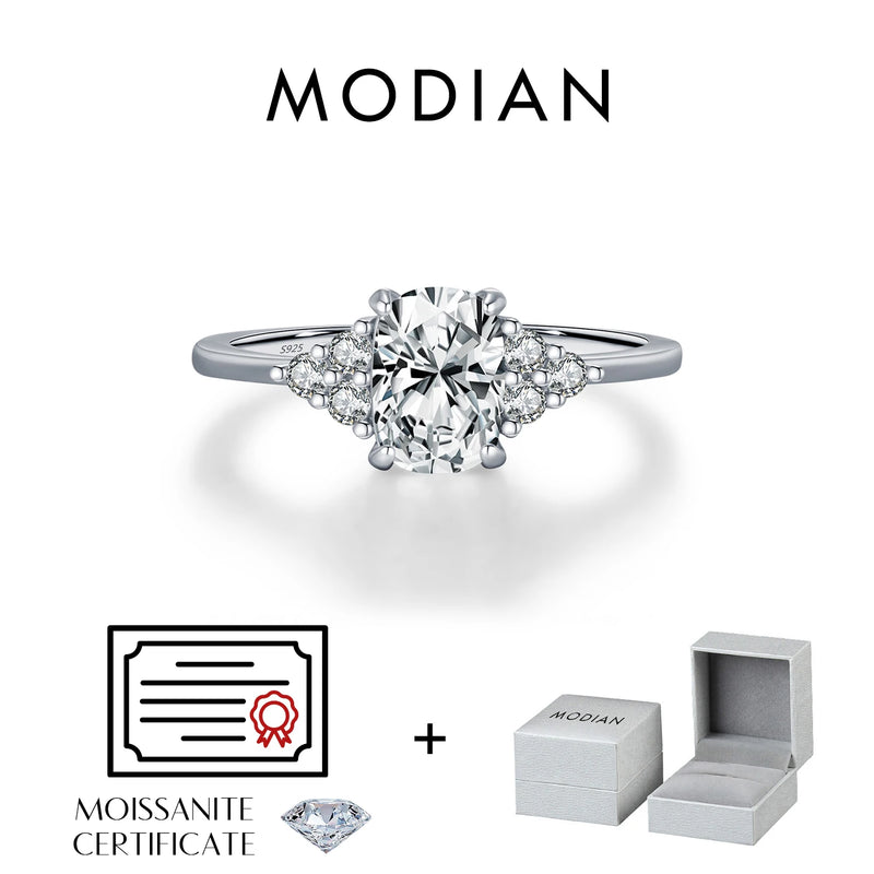 MODIAN D Color VVS1 Rectangle Moissanite 925 Sterling Silver Trendy Sparkling Wedding Engagement Rings For Women Fine Jewelry