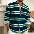 Men's Striped Long-Sleeved Shirt, Outdoor Street Style | SAMAG