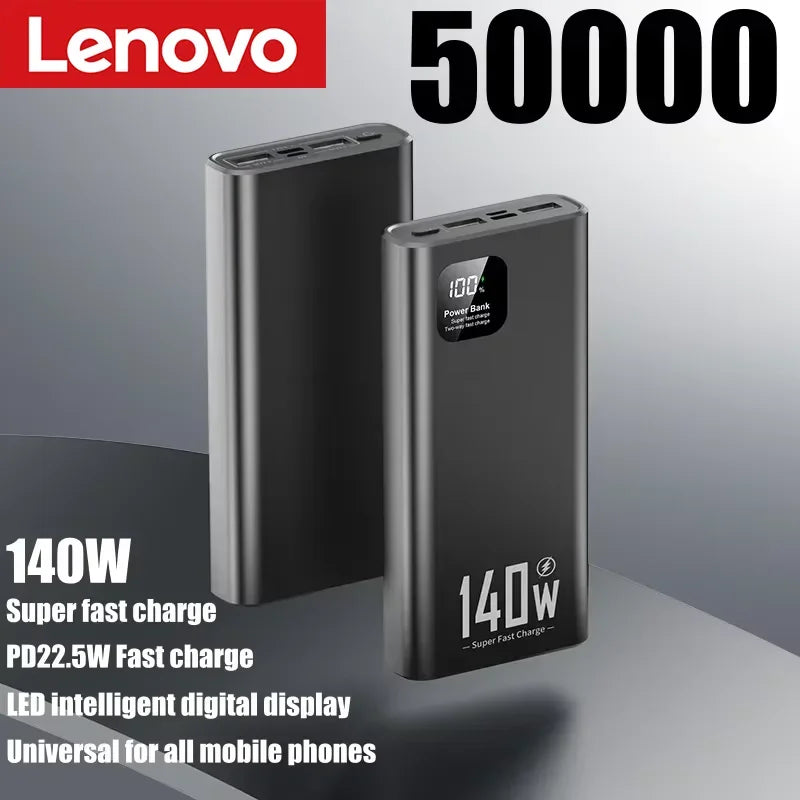 Lenovo 500000mAh 140W Power Bank CCC Certification Large Capacity Super Fast Charging Portable Charger for iPhone Samsung Huawei