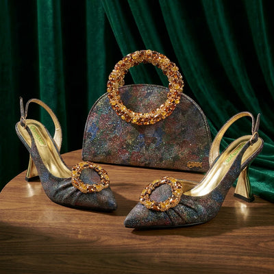 Multicolor Glitter Rhinestone Ring Handle Evening Clutch | SAMAG