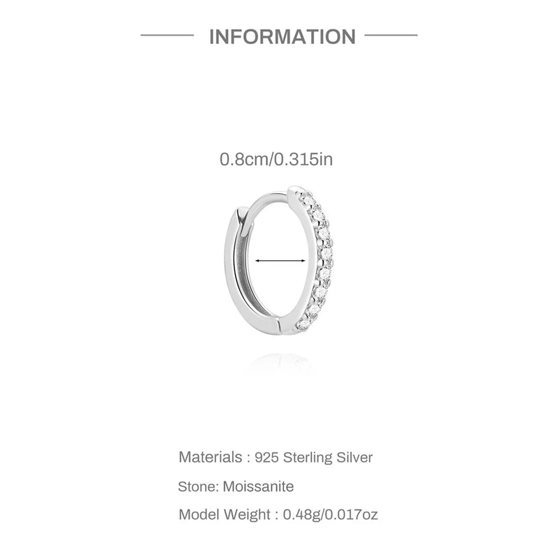 BOAKO Classic Moissanite 925 Sterling Silver 6/7/8/9mm Earrings For Women Circle Jewelery Piercing Party - Visuel 9 | SAMAG