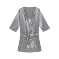Mens Hooded Bathrobe Shorts Set Pajamas Night Robe Dress Gown Male Silk Satin Nightgown Kimono Bathrobe Sleepwear House Robe Men