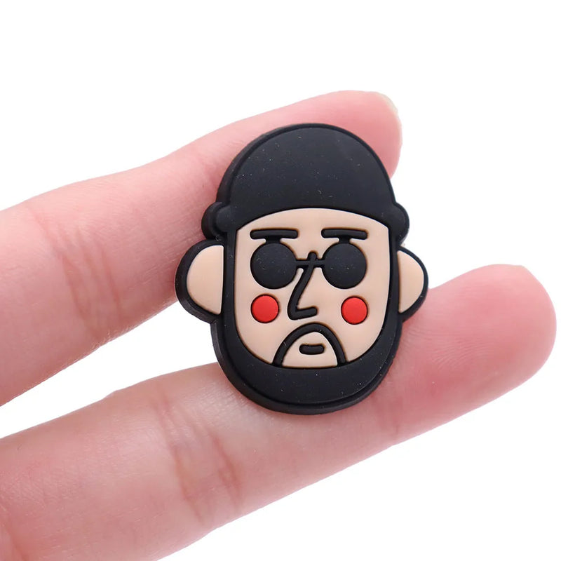 Single Sale 1PCS PVC Cute Cartoon Shoe Charms Man Woman Breaking Bad Garden Shoes Ornaments Slipper Accessories Holiday Present