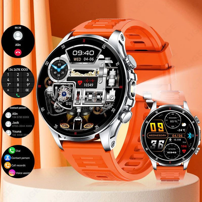 New Business Smart Watch Men LED Flashlight Bluetooth Call Heart Rate Sleep Monitor Outdoor Sports Fitness Waterproof Smartwatch