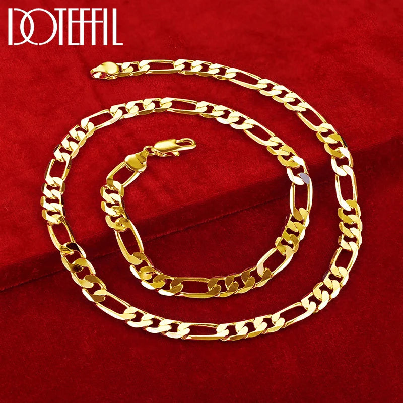 DOTEFFIL 18K Gold 8mm Chain Sideways Necklace Man Woman Senior Luxury Jewelry Statement Necklace