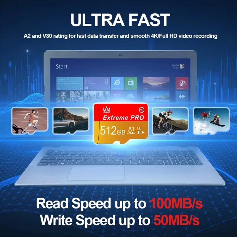 2026 High Speed SD Card 128GB 256GB 512GB Class 10 U3 V30 A2 Micro TF SD Memory Card for Drone Action Camera Nintendo Switch