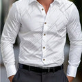 Men's formal shirt butt long-sleeved stripe lapel spring | SAMAG