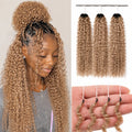 Honey Blonde Highlight Premium Kinky Curly Human Hair Crochet Extensions Deep Curly Burmese Curl Pattern Miracle Knots Feather Braids Invisible Knotless Pre Separated Lightweight Natural Hairstyle For Women