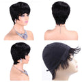 PIxie Cut Wigs for Black Women Human Hair Short Bob Wig Human Hair Wigs with Bangs Layered Style Bob Wigs for Women Machine