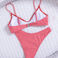 Sexy red plaid print bikinis sets two pieces micro | SAMAG