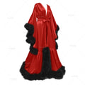 Bathrobe for Women Flare Sleeves Feather Bridal Robe Nightgown Silk Illusion Long Wedding Scarf Dressing Gown Photography Dress