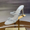 2025 Summer Shining Rhinestone Thin High Heel Slippers Women's Fashion Versatile Roman Sandals Banquet Dress Shoes Lazy Shoes
