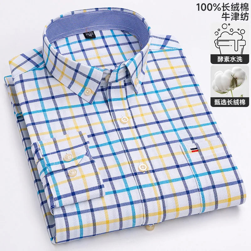 Spring and Autumn Men's Pure Cotton Long sleeved Shirts | SAMAG