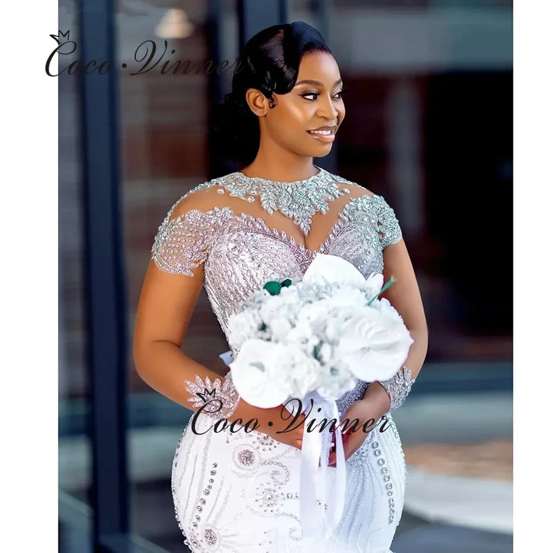 Customized Organza Ruffles Train Africa Wedding Dresses - View 3 | SAMAG