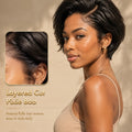 TIMOPOL 6 Inch Dark Brown Side Part Short Bob Human Hair Wig 13x1 Lace Front Pre Plucked Baby Hair Straight Pixie Glueless Lace Wigs For Daily & Party
