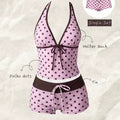 Retro Polka Dot Bikini Set Halter Neck Tie Tankini | SAMAG