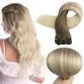 Full Shine Human Hair Weft Extensions Hair Bundles 100g Ombre Blonde Color Sew in Silky Straight Remy Skin Double Weft For Salon