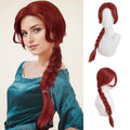 Synthetic Hair Long Red Braid Princess Wig Fiona Cosplay Costume Wig for Women Halloween Party Dark Red Braided Wigs Drag Queen