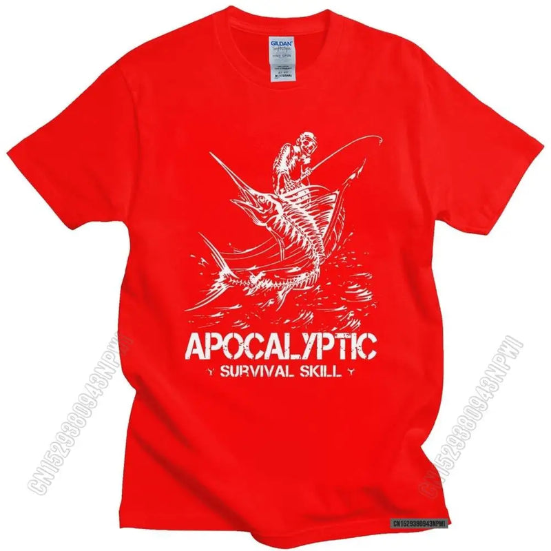 Fashion Marlin Fishing Apocalyptic T Shirt Men's Short Sleeve Fish T-Shirt Fathers Day Fisherman Summer Tshirt Cotton Top