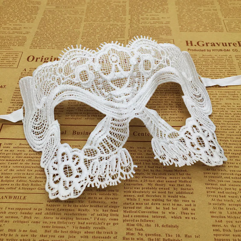 1pcs Hot Sale White Sexy Lace Half Face Masks Various Styles Halloween Masquerade Party Dance Mask Costume