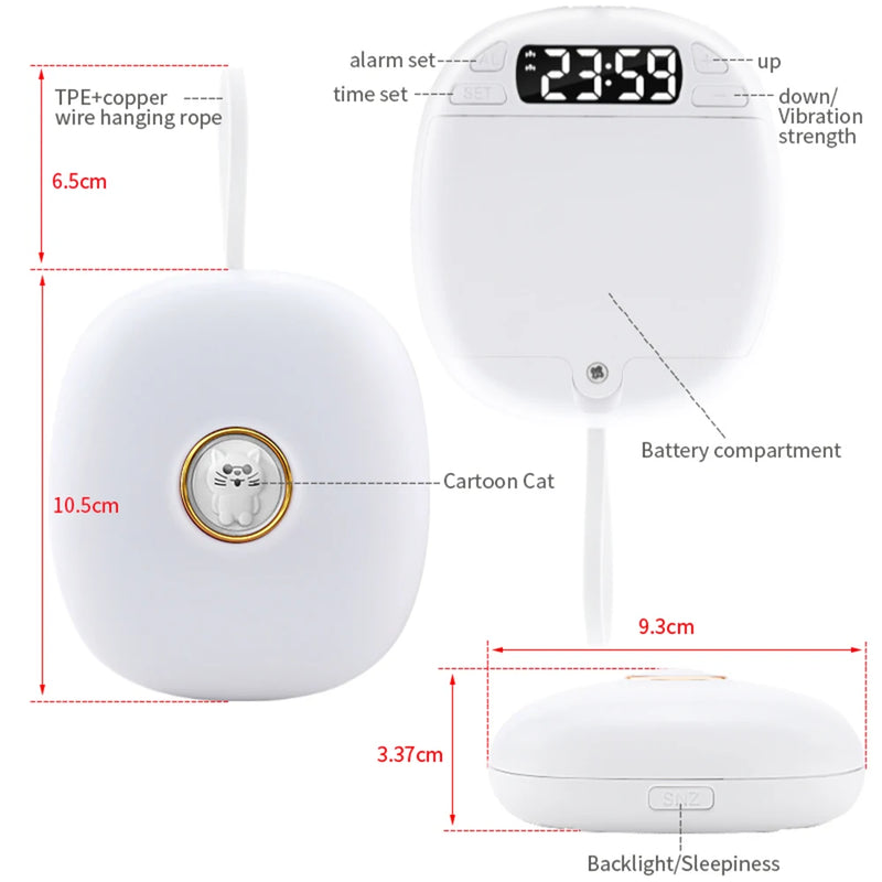 TS-BC670 Silent Vibration Alarm Clock Students Wake Up Strong Wake Artifact Creative Cute Pet Mute LED Digital Clock