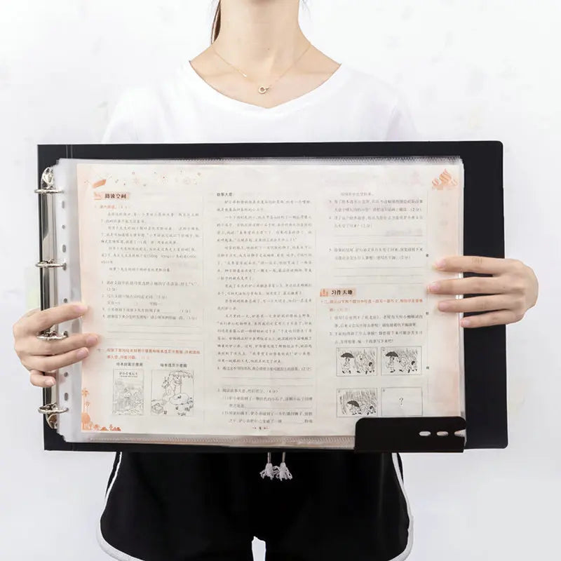 Horizontal A4 Ring Binder A3 Folder With Rings Transparent Protector Sheet A5 Wide Binder Landscape Binder Sleeves B5 File Cover