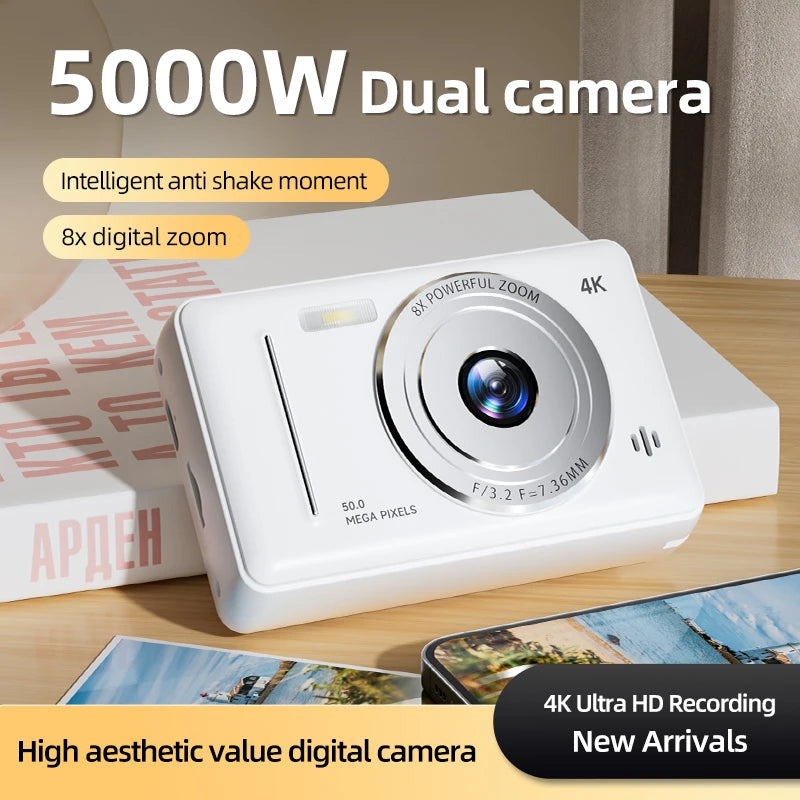 4K Digital Camera Dual Camera Flash 50 Million Hd Pixel Pixel Retro Ccd Portable Card Entry-level Camera Auto Focus