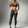Sexy Backless Sports Bra with Lifted Butt and Color Block Design - Women's Yoga Pants Set for Outdoor Activities